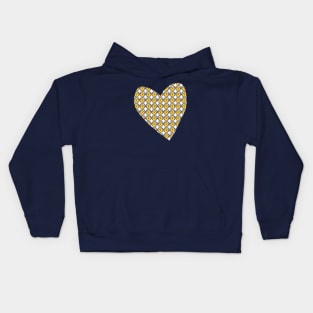 Yellow Cat Pattern Heart on White for Valentines Day Kids Hoodie